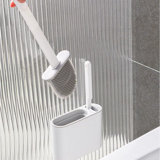 Bộ cọ vệ sinh toilet silicon có sẵn miếng dán treo tường và bàn chải khe nhỏ