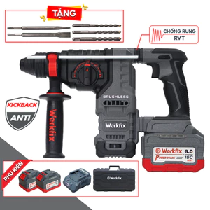 Máy Khoan Đục Bê Tông Workix WF-RH3003PRO, Động Cơ KHÔNG CHỔI THAN giảm rung chấn RVT, Lực Đập 3.0J