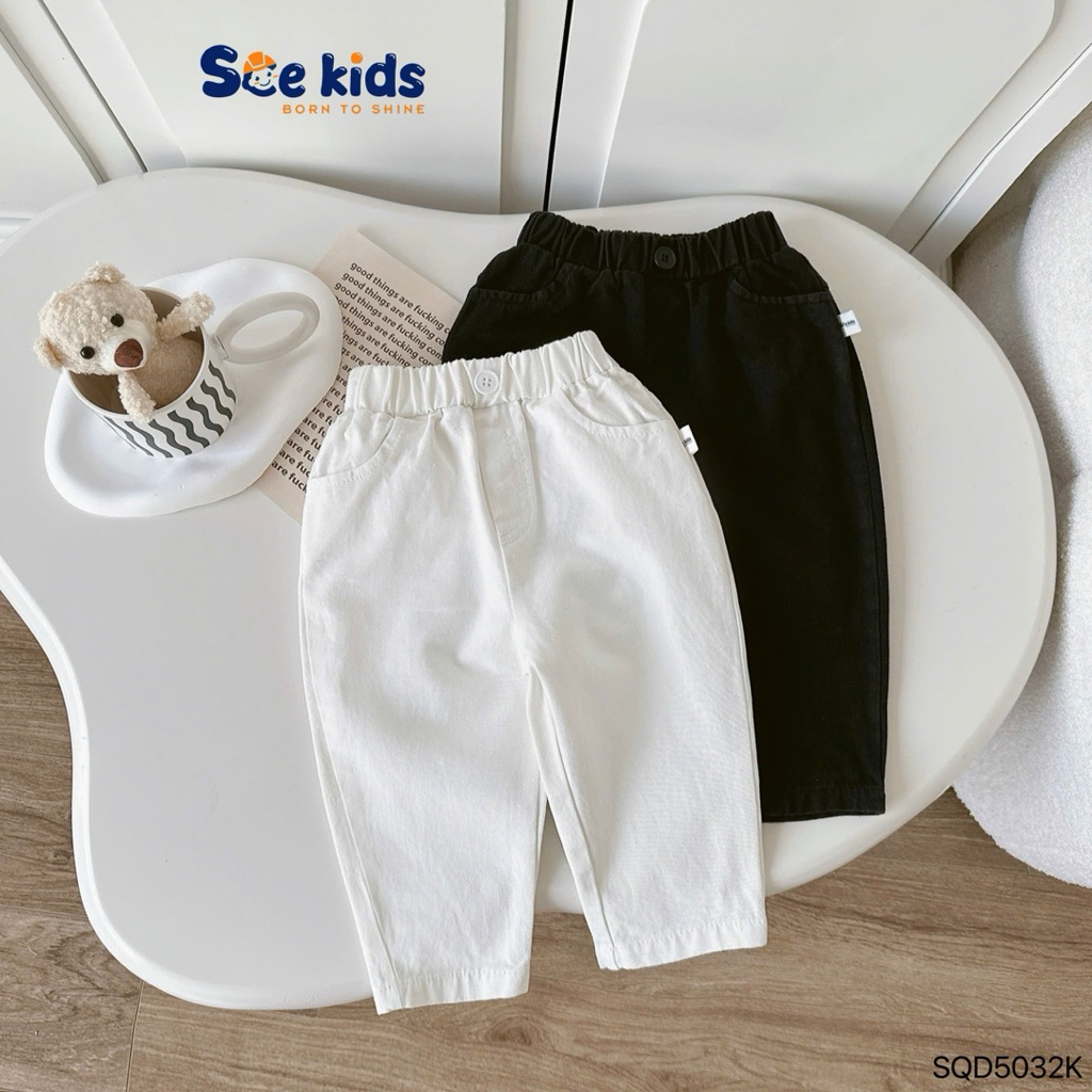 Quần kaki dài đính cúc Beermi dáng Baggy, chất kaki mềm đứng Form cho bé trai 9-24kg
