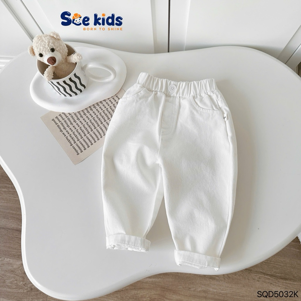 Quần kaki dài đính cúc Beermi dáng Baggy, chất kaki mềm đứng Form cho bé trai 9-24kg