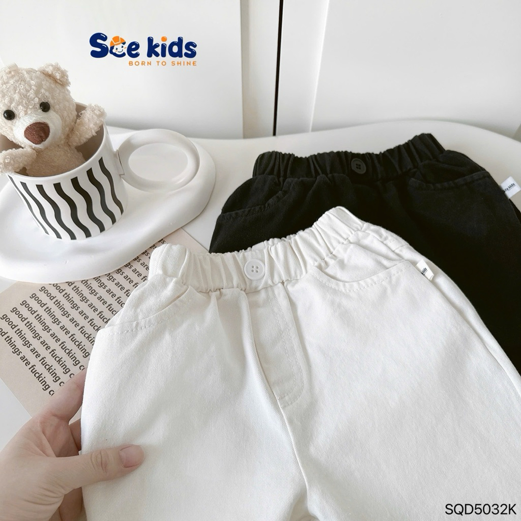 Quần kaki dài đính cúc Beermi dáng Baggy, chất kaki mềm đứng Form cho bé trai 9-24kg