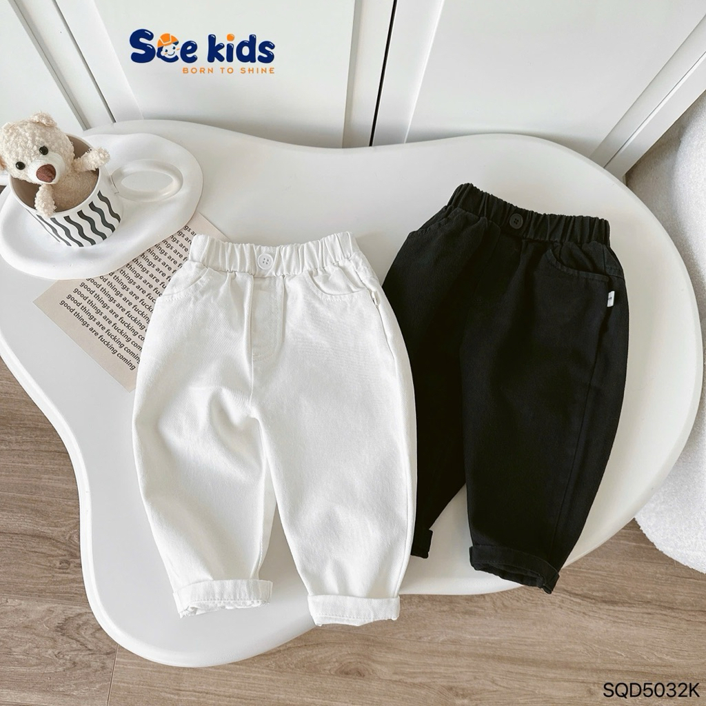 Quần kaki dài đính cúc Beermi dáng Baggy, chất kaki mềm đứng Form cho bé trai 9-24kg