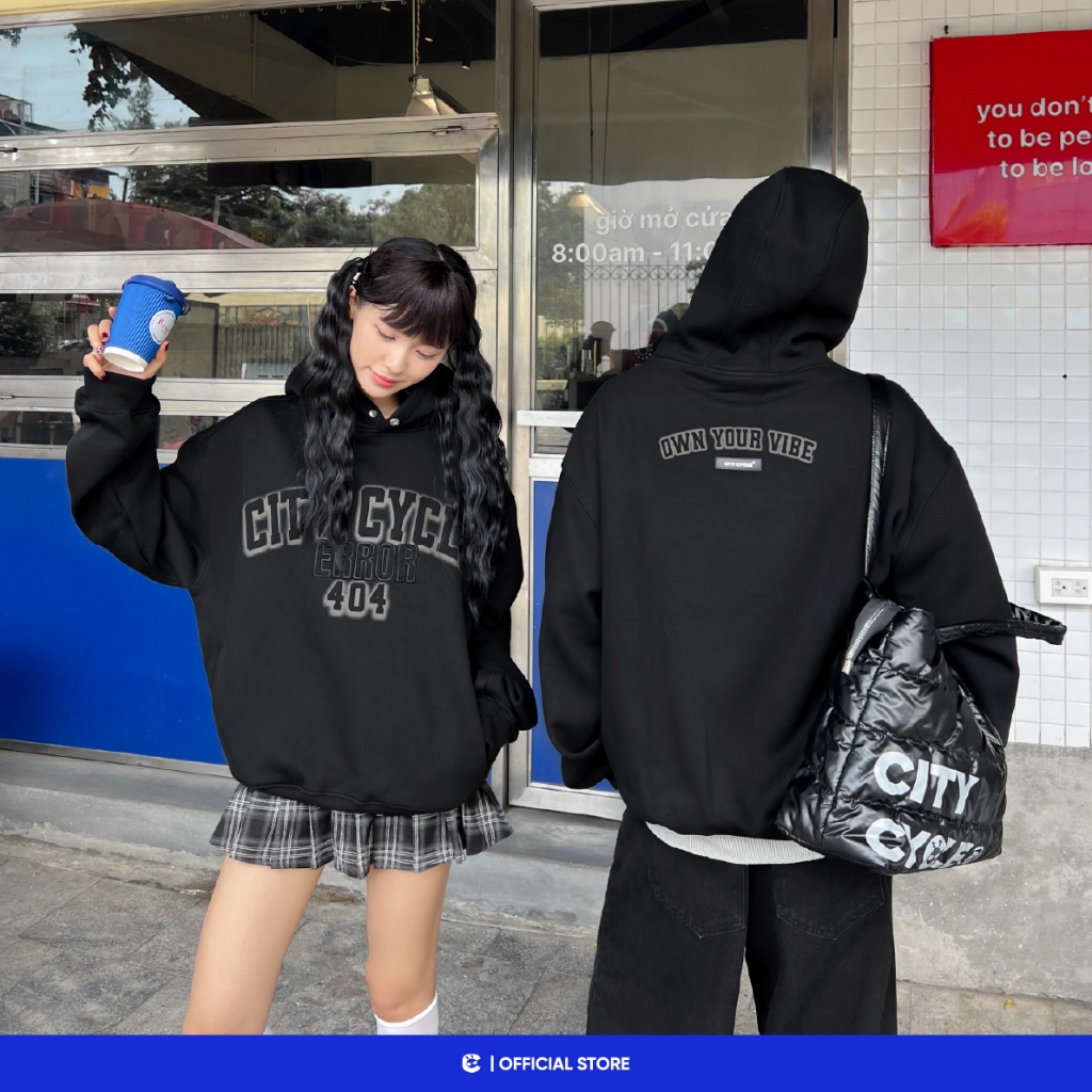 Áo hoodie nỉ lông cừu mùa đông nam nữ Local Brand Chính Hãng City Cycle Áo hoodie System Error