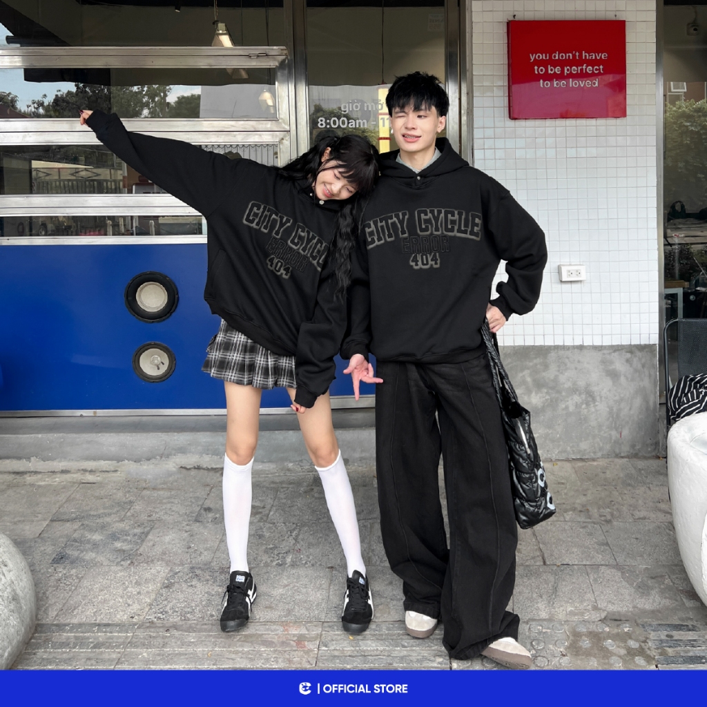 Áo hoodie nỉ lông cừu mùa đông nam nữ Local Brand Chính Hãng City Cycle Áo hoodie System Error