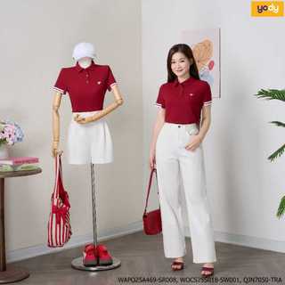 Áo polo nữ thể thao phối bo tay YODY vải waffle siêu co giãn WAPO25A469