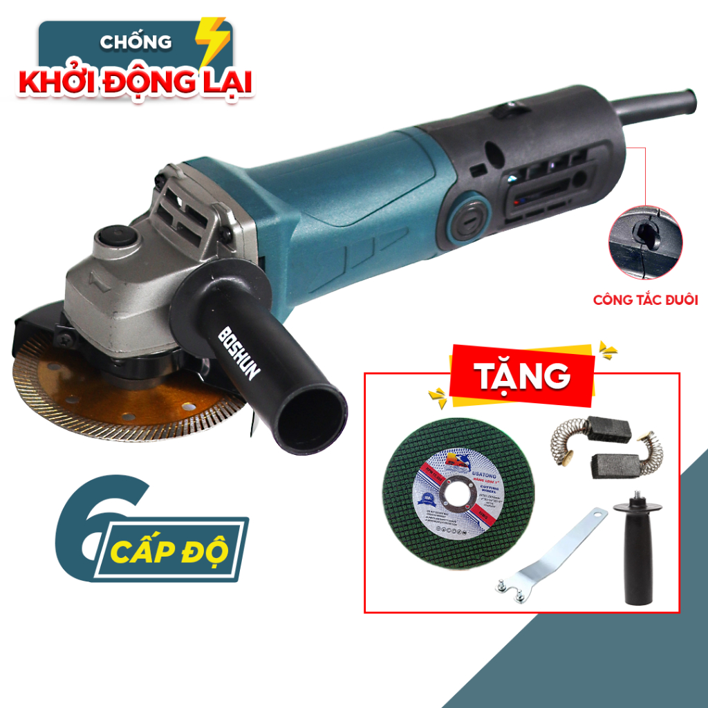 [TẶNG ĐĨA CẮT SẮT] Máy Mài, Cắt Điện Boshun Lõi Đồng 100% - Công Suất 950W Chính Hãng