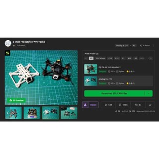 👉 Khung FPV Micro Drone 2 inch FPV 🚀 Khung PETGG siêu bền  | không kèm ốc  | Nhận in 3D theo yêu cầu