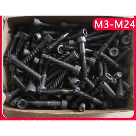 Ốc lục giác Bulong đầu trụ 12.9 cấp độ sức mạnh chịu lực thép đen M3 M4 M5 M6 M8 M10