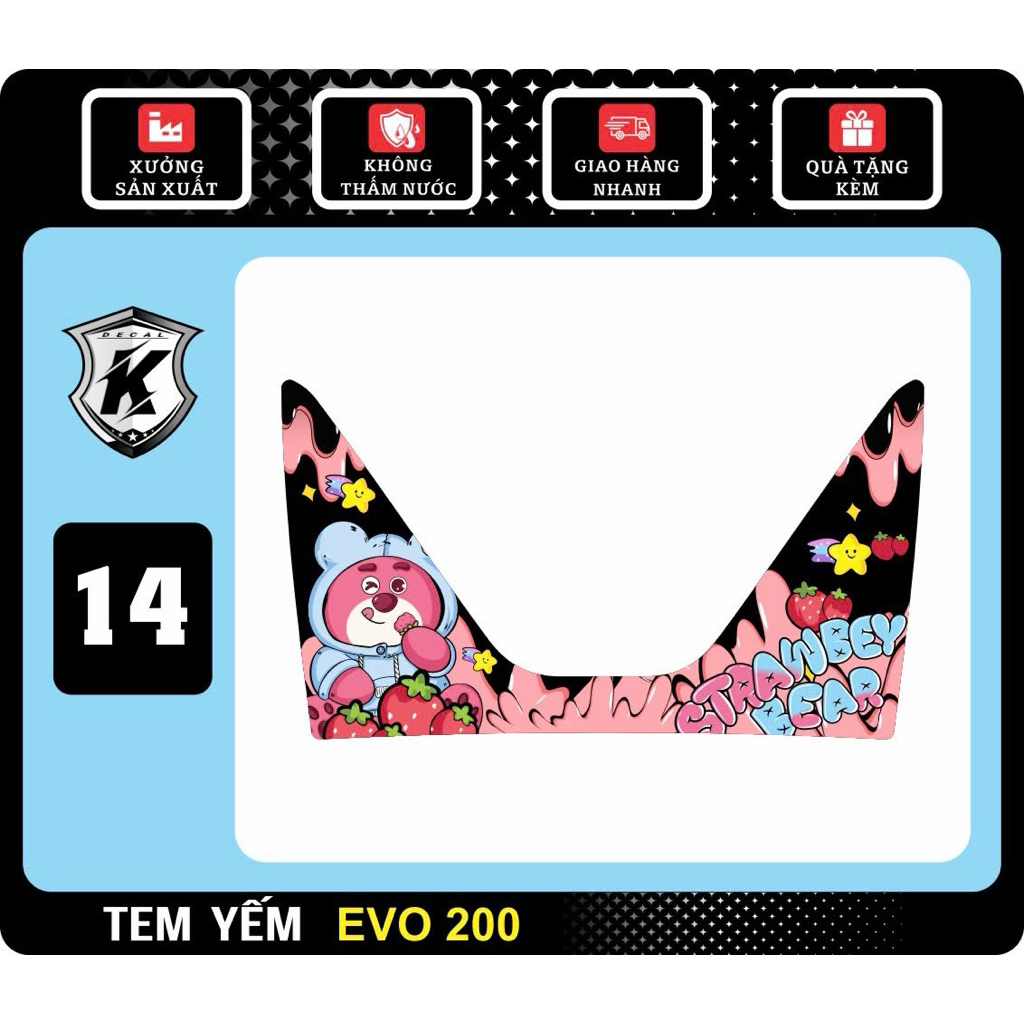 Decal tem dán trang trí nhựa nhám Evo 200