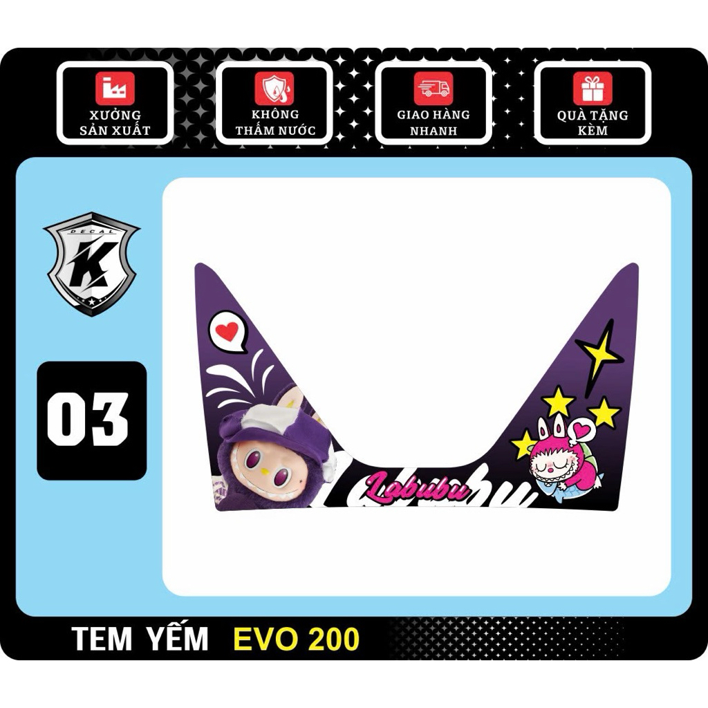 Decal tem dán trang trí nhựa nhám Evo 200