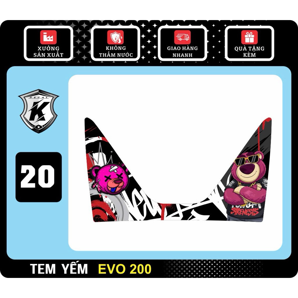 Decal tem dán trang trí nhựa nhám Evo 200