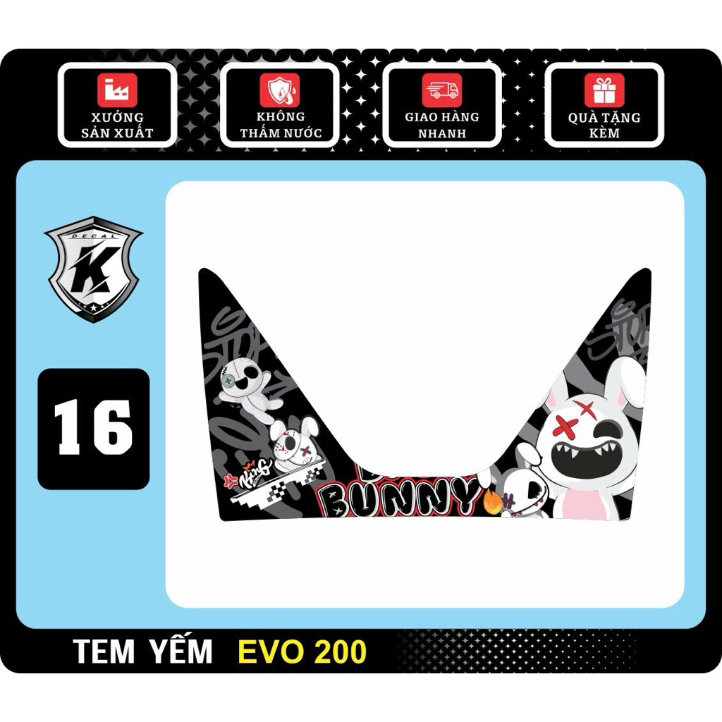 Decal tem dán trang trí nhựa nhám Evo 200