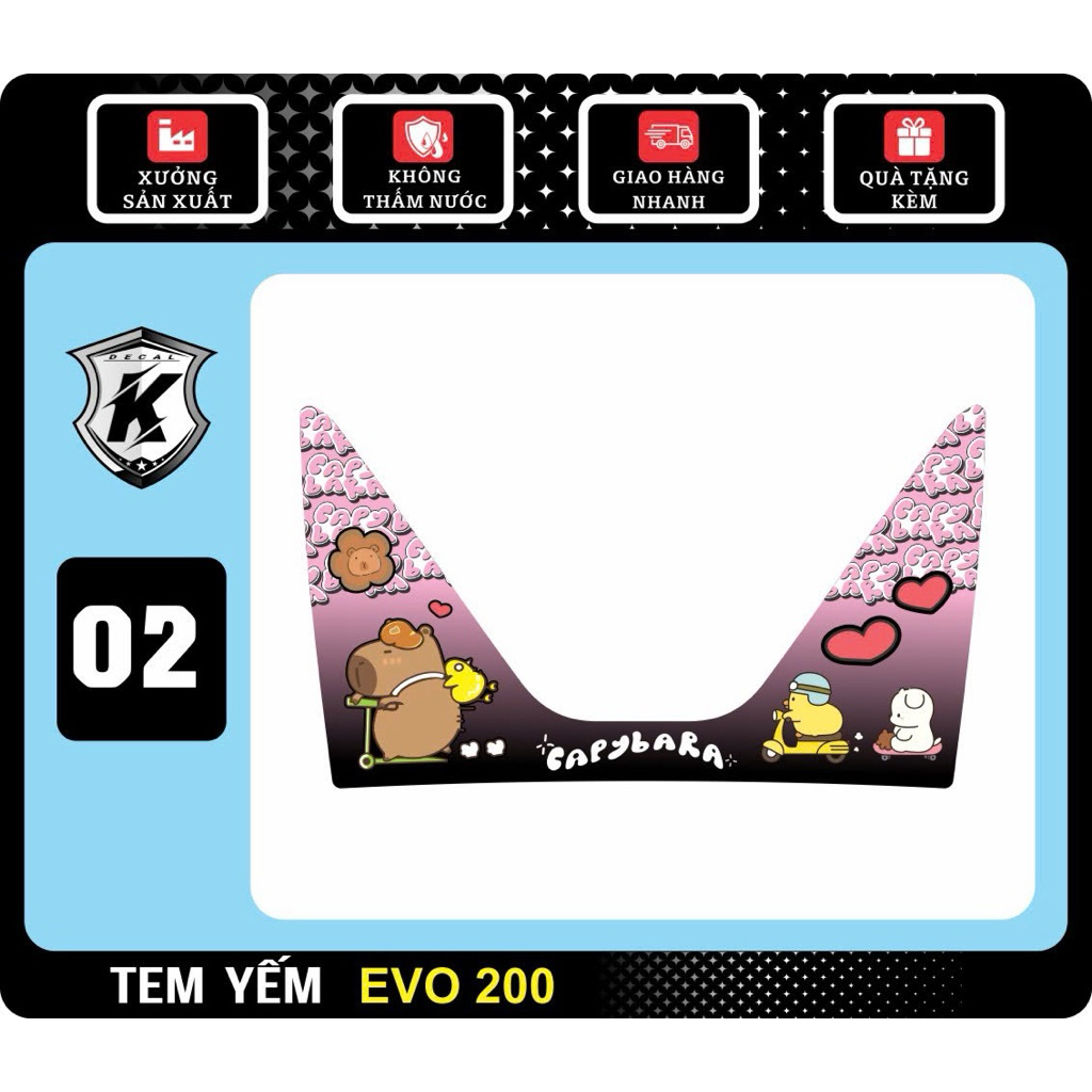 Decal tem dán trang trí nhựa nhám Evo 200