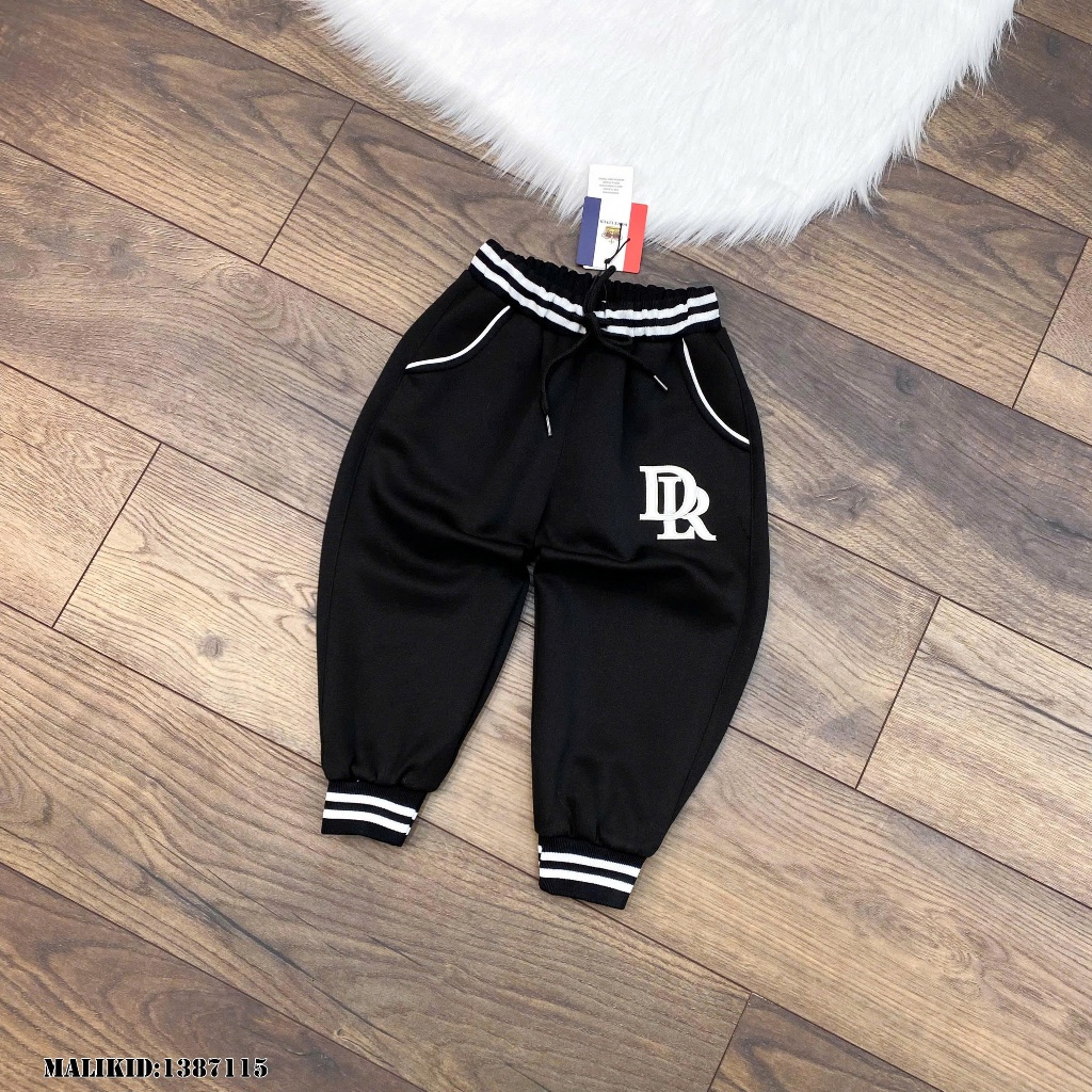 Quần Jogger  Dài Bé Trai Thêu Chữ DR Phong Cách Boy Phố - Quần Nỉ Jogger Bé Trai Thêu Logo 2 Màu Siêu Đẹp
