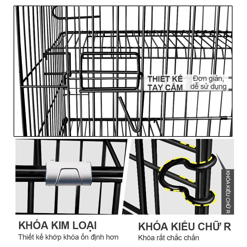 Lồng mèo 3, 4 tầng cỡ lớn, kèm khay vệ sinh tháo rời, dễ dàng vệ sinh