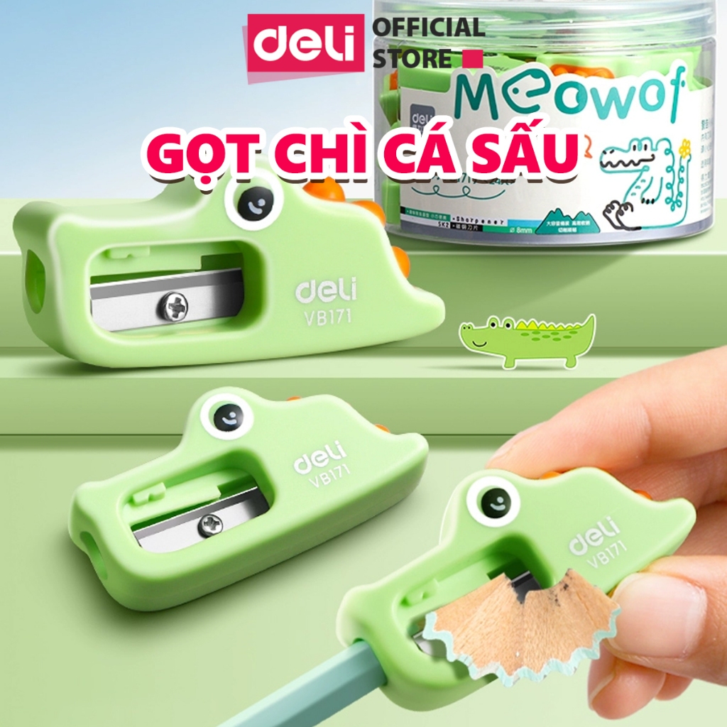 Gọt Bút Chì Deli Chuốt Chì Quay Tay Hình Cá Sấu Nhỏ Gọn Tiện Lợi Cho Học Sinh Lưỡi Thép Không Gỉ Sắc Bén