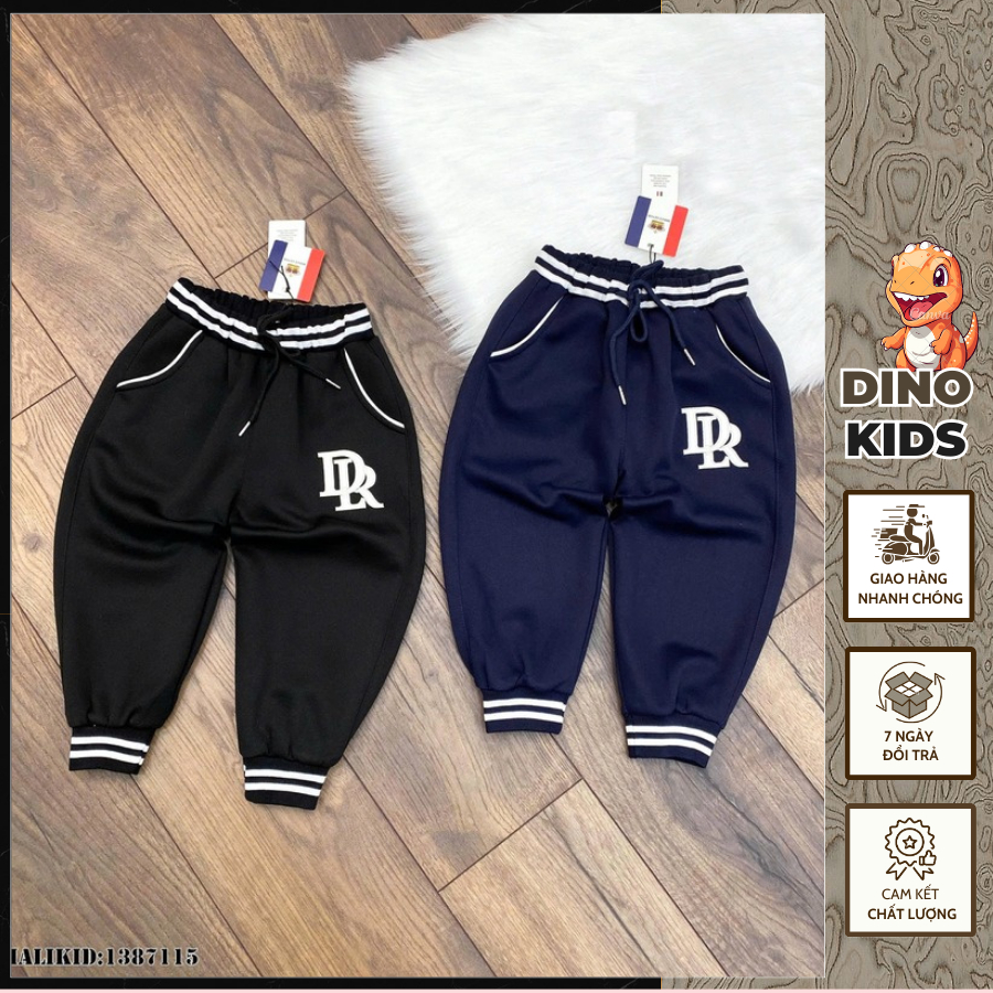 Quần Jogger  Dài Bé Trai Thêu Chữ DR Phong Cách Boy Phố - Quần Nỉ Jogger Bé Trai Thêu Logo 2 Màu Siêu Đẹp