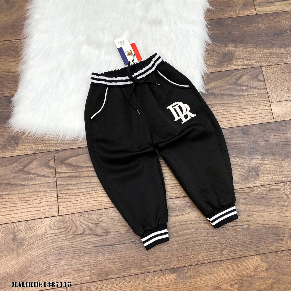 Quần Jogger  Dài Bé Trai Thêu Chữ DR Phong Cách Boy Phố - Quần Nỉ Jogger Bé Trai Thêu Logo 2 Màu Siêu Đẹp