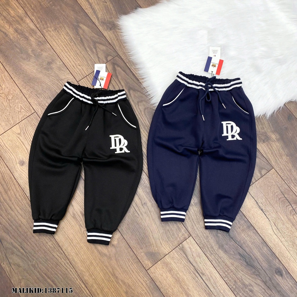 Quần Jogger  Dài Bé Trai Thêu Chữ DR Phong Cách Boy Phố - Quần Nỉ Jogger Bé Trai Thêu Logo 2 Màu Siêu Đẹp