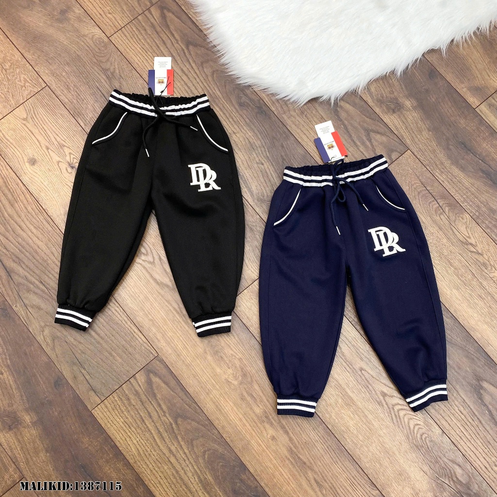 Quần Jogger  Dài Bé Trai Thêu Chữ DR Phong Cách Boy Phố - Quần Nỉ Jogger Bé Trai Thêu Logo 2 Màu Siêu Đẹp