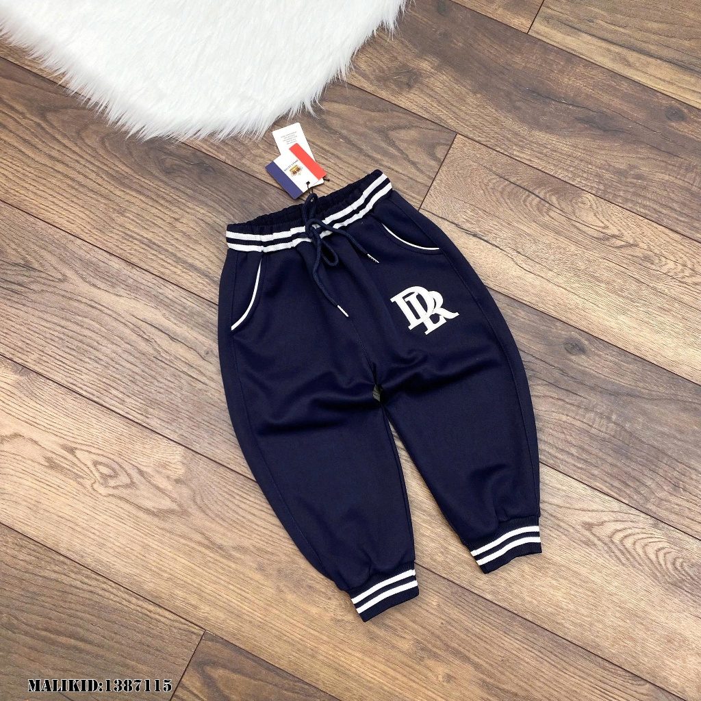 Quần Jogger  Dài Bé Trai Thêu Chữ DR Phong Cách Boy Phố - Quần Nỉ Jogger Bé Trai Thêu Logo 2 Màu Siêu Đẹp