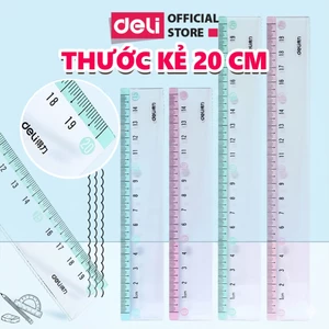 Thước Kẻ Deli 15/20cm Trong Suốt Màu Hồng/Xanh - Thước Đo Tỷ Lệ Chuẩn Dụng Cụ Học Tập Học Sinh Dân Văn Phòng