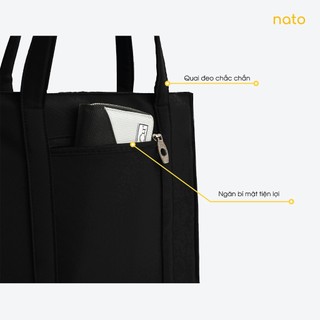 Túi tote vải canvas nữ Natoli có khóa kéo, to, thời trang, đựng laptop Elegant Shockproof Tote Bag T17