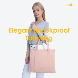 Túi tote vải canvas nữ Natoli có khóa kéo, to, thời trang, đựng laptop Elegant Shockproof Tote Bag T17