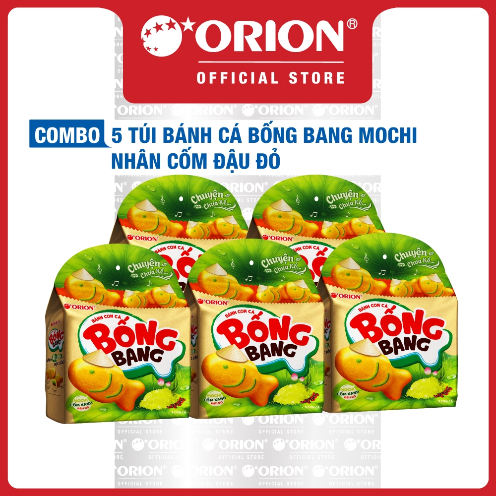 Combo 5 Túi Bánh Con Cá Bống Bang Nhân MOCHI CỐM Đậu Đỏ (145G/Gói)