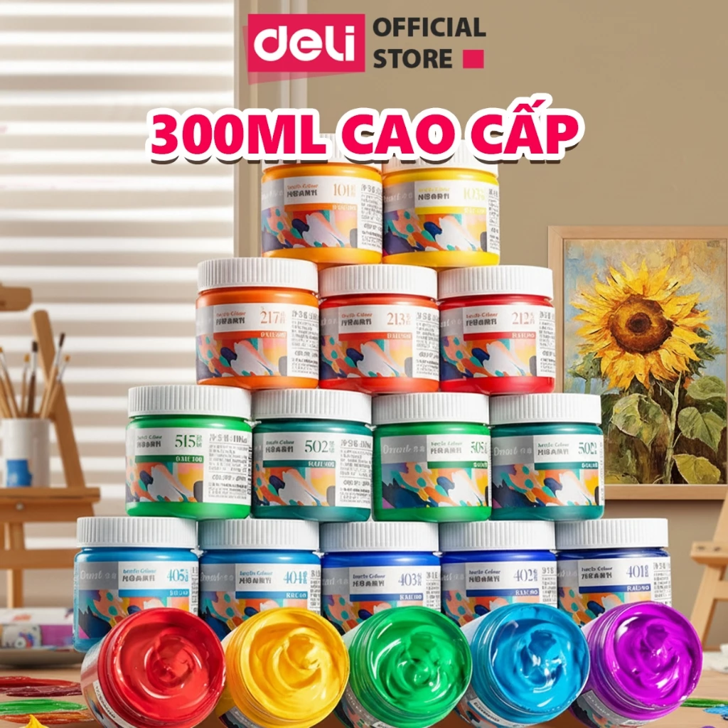 [300ML] Màu Nước Acrylic 300ml Dmast Cao Cấp Deli - Màu Vẽ Nhiều Chất Liệu - Custom Trên Vải Giày Tư