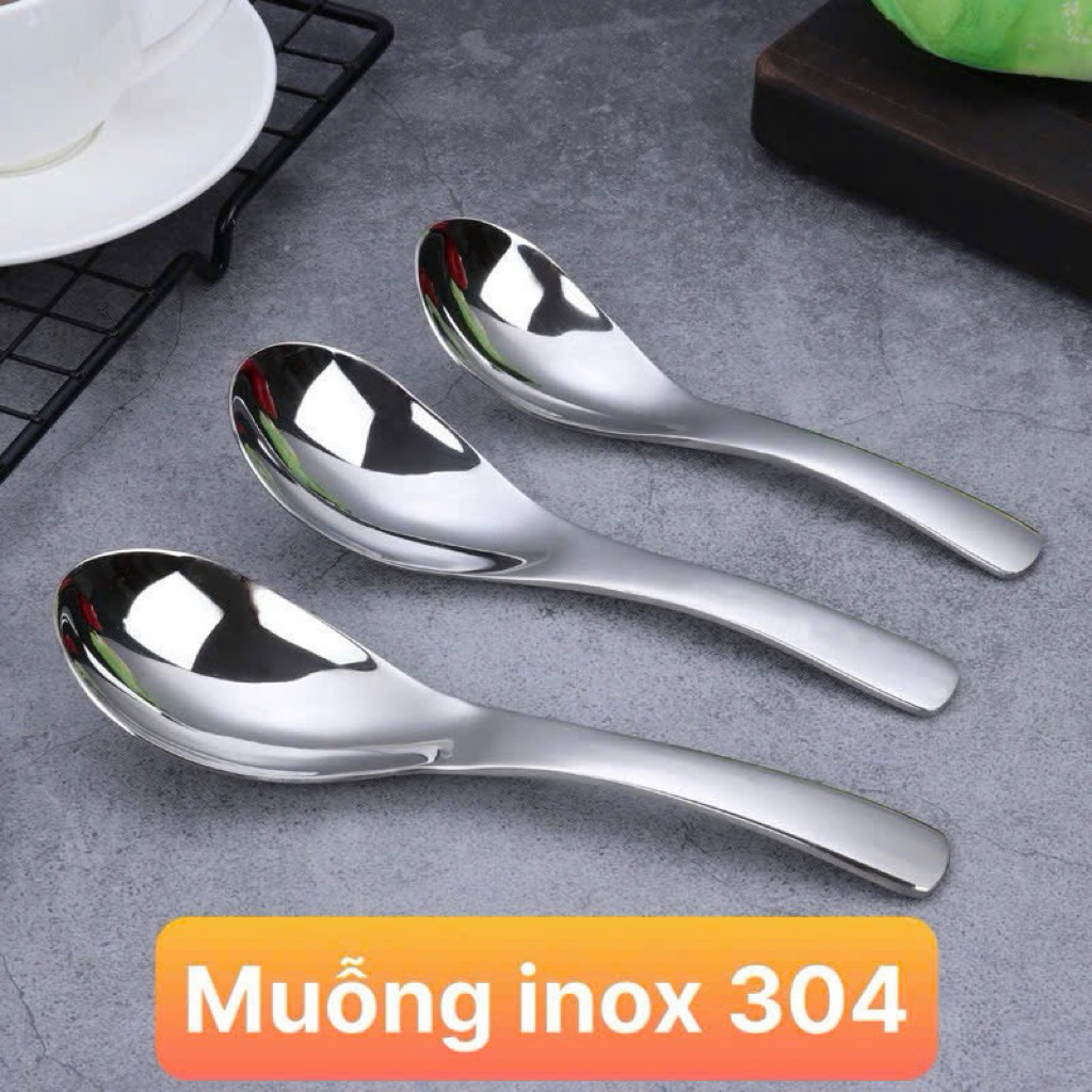Muỗng Ăn Cơm Lòng Sâu Tiêu Chuẩn Inox 304 Cao Cấp Sáng Bóng Có 3 Kích Thước - M120