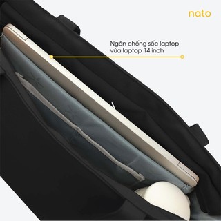 Túi tote 2 mặt Natoli vải canvas to, xinh đựng laptop làm công sở Side Cinch Bag T20
