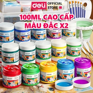 Màu Nước Acrylic Dmast Dạng Hũ 100ml Cao Cấp Deli - Dùng Để Custom Trên Vải Giày Tường Đá Full Bảng Màu Vẽ Chuyên Nghiệp
