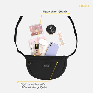 Túi đeo chéo nữ hình bán nguyệt Natoli nhiều ngăn chống nước dễ thương Soft Touch Crossbag T26