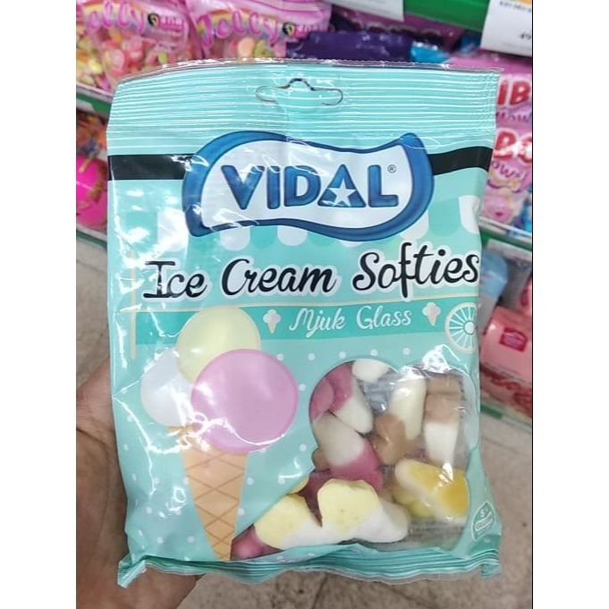 Vidal Ice Cream Softies - Kẹo Dẻo Mềm Hình Cây Kem Ốc Quế - Gói 80g