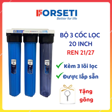 Bộ 3 Cốc 20Inch Ren 21 Và Ren 27 cm Dùng Cho Lọc Đầu Nguồn Loại Bỏ Các Cặn Bẩn Tạp Chất, Phèn Chua, Đá Vôi,....