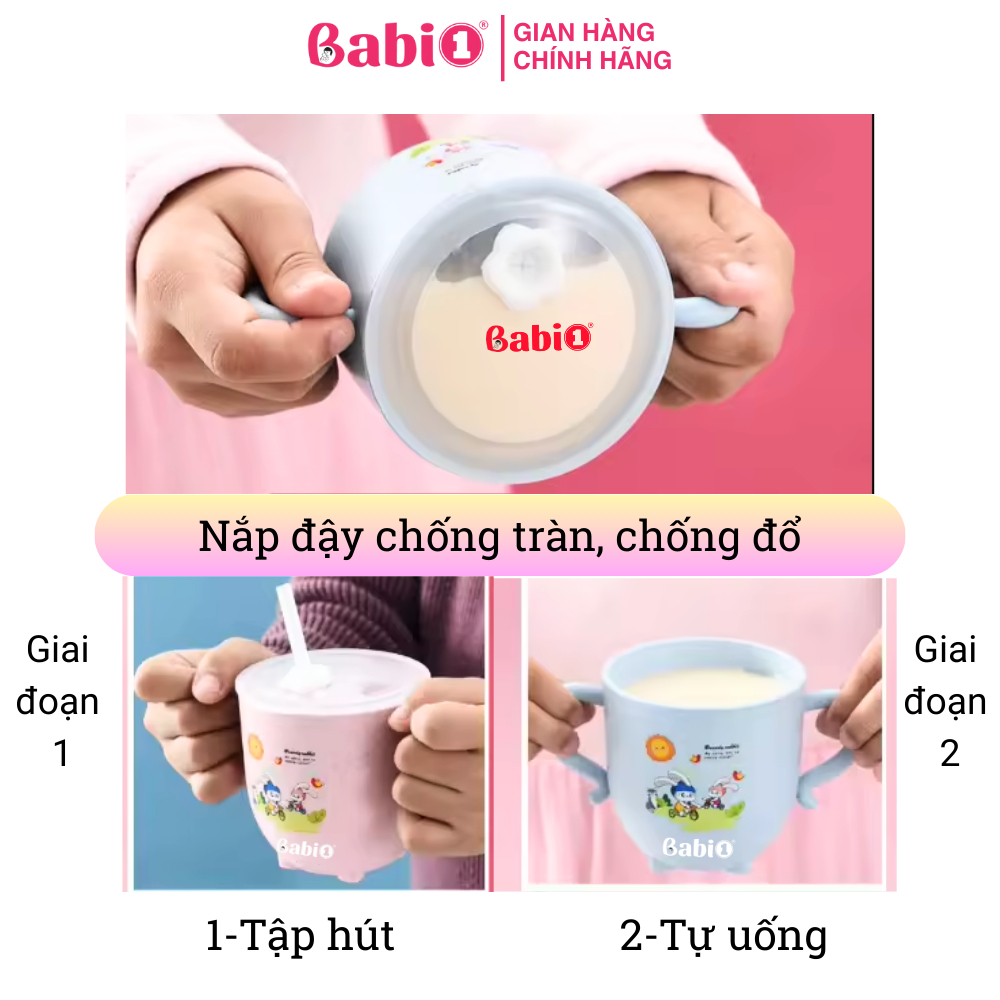 Cốc Tập Uống Tập Hút Lúa Mạch Babi 1 Có Ống Hút Kèm Theo Cho Bé Từ 6 Tháng Sống Xanh