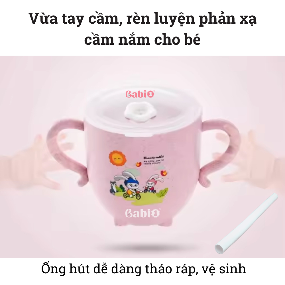 Cốc Tập Uống Tập Hút Lúa Mạch Babi 1 Có Ống Hút Kèm Theo Cho Bé Từ 6 Tháng Sống Xanh