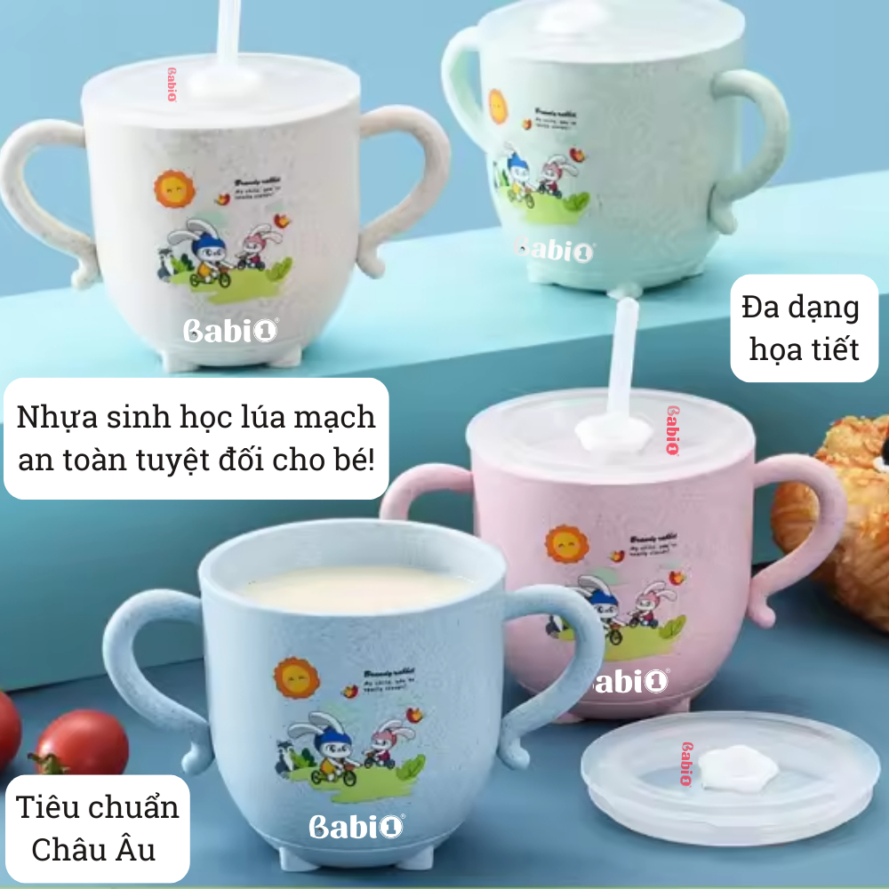 Cốc Tập Uống Tập Hút Lúa Mạch Babi 1 Có Ống Hút Kèm Theo Cho Bé Từ 6 Tháng Sống Xanh