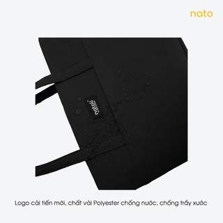 Túi tote vải canvas nữ Natoli làm công sở to, xinh, đựng laptop có khóa kéo Elegant Chicbag T4
