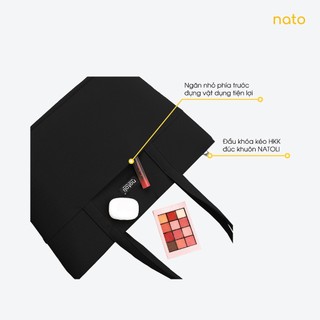 Túi tote vải canvas nữ Natoli làm công sở to, xinh, đựng laptop có khóa kéo Elegant Chicbag T4