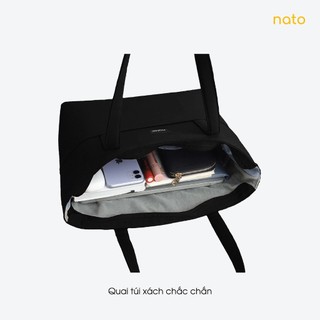 Túi tote vải canvas nữ Natoli làm công sở to, xinh, đựng laptop có khóa kéo Elegant Chicbag T4