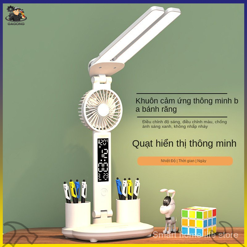 Đèn LED Để Bàn Đa Năng, Đèn Học Để Bàn Chống Cận Cao Cấp Với 3 Màu Sáng Và Đồng Hồ LCD Sắc Nét BN-468