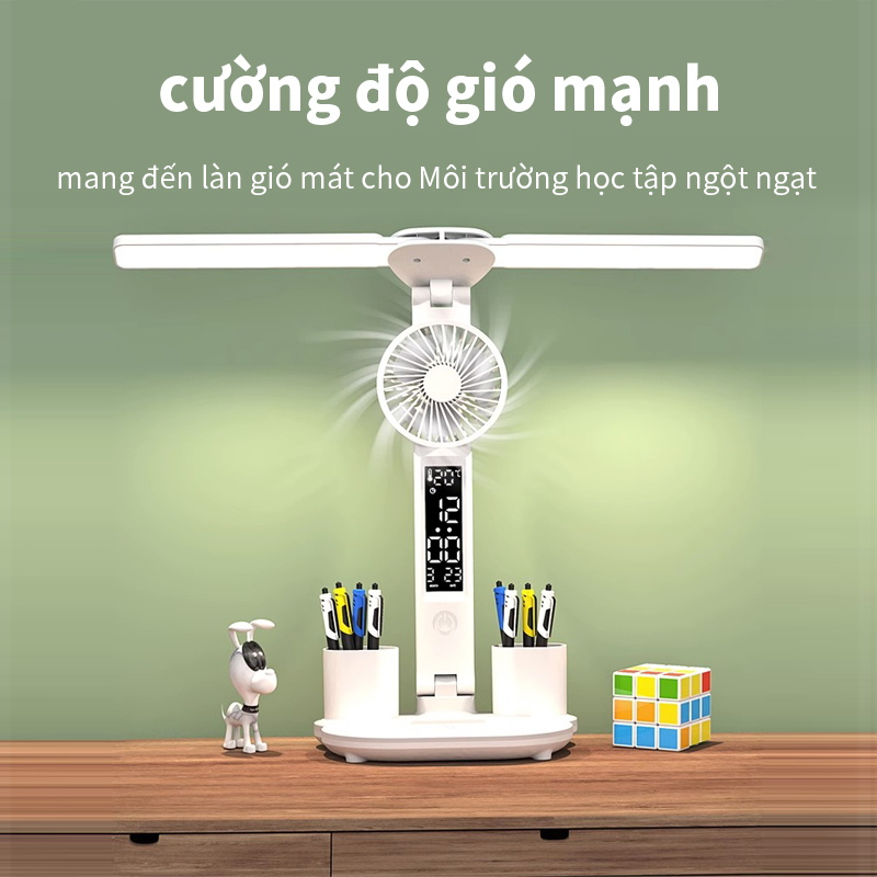 Đèn LED Để Bàn Đa Năng, Đèn Học Để Bàn Chống Cận Cao Cấp Với 3 Màu Sáng Và Đồng Hồ LCD Sắc Nét BN-468