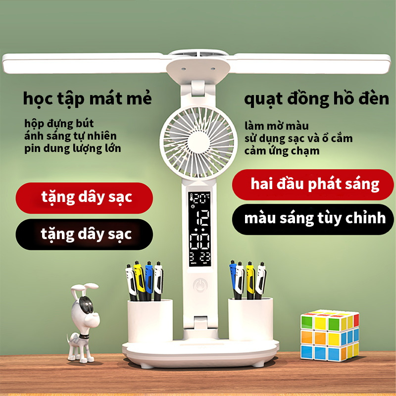 Đèn LED Để Bàn Đa Năng, Đèn Học Để Bàn Chống Cận Cao Cấp Với 3 Màu Sáng Và Đồng Hồ LCD Sắc Nét BN-468