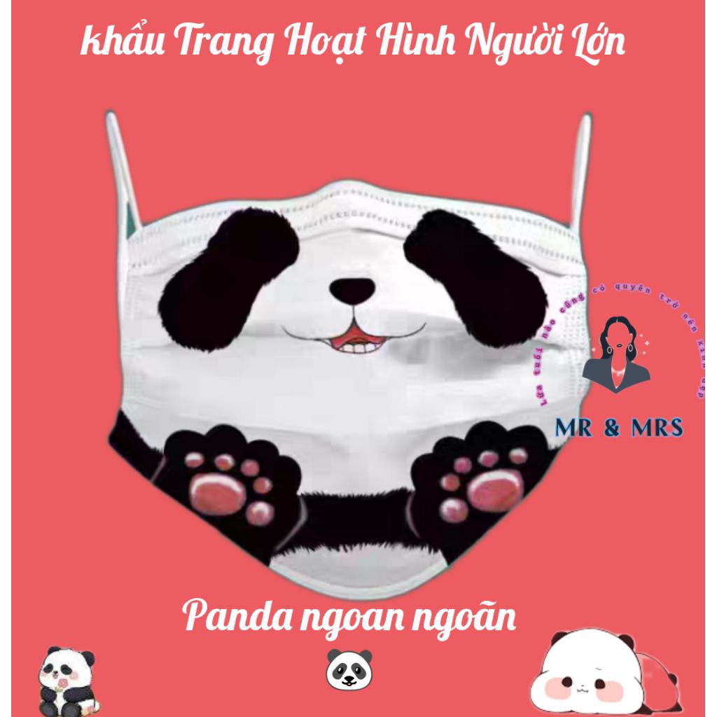 {Set 10/50c) Khẩu Trang Hoạt Hình 🐼Panda Người Lớn