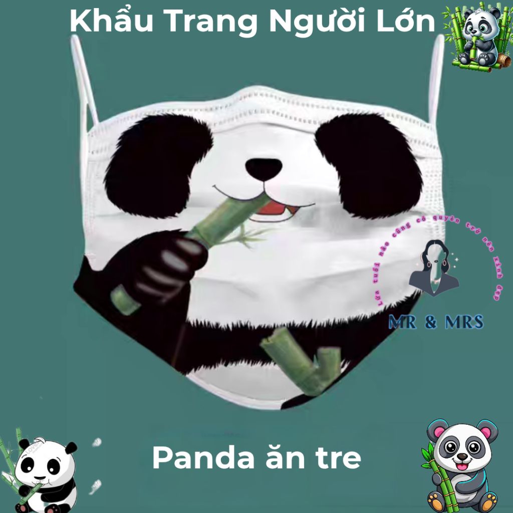 {Set 10/50c) Khẩu Trang Hoạt Hình 🐼Panda Người Lớn