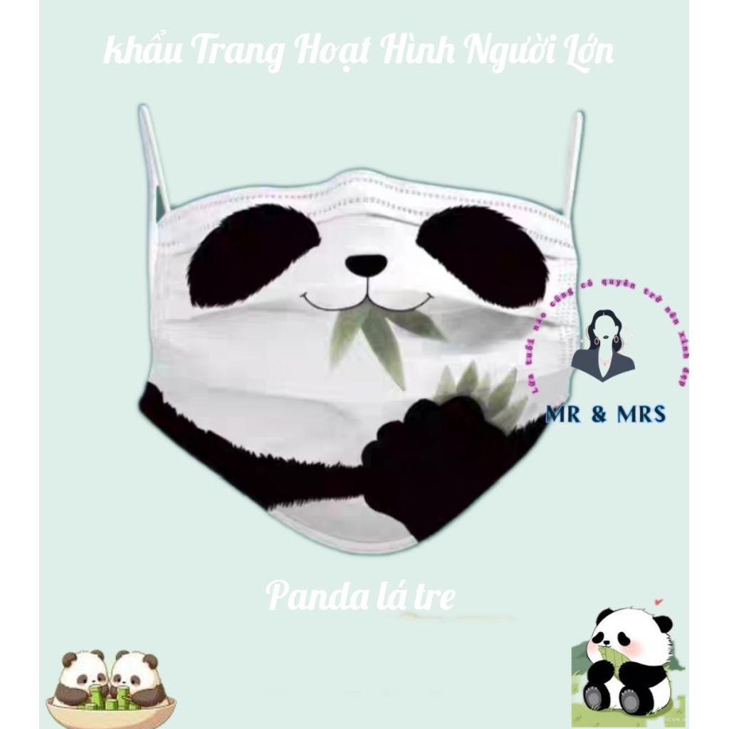 {Set 10/50c) Khẩu Trang Hoạt Hình 🐼Panda Người Lớn
