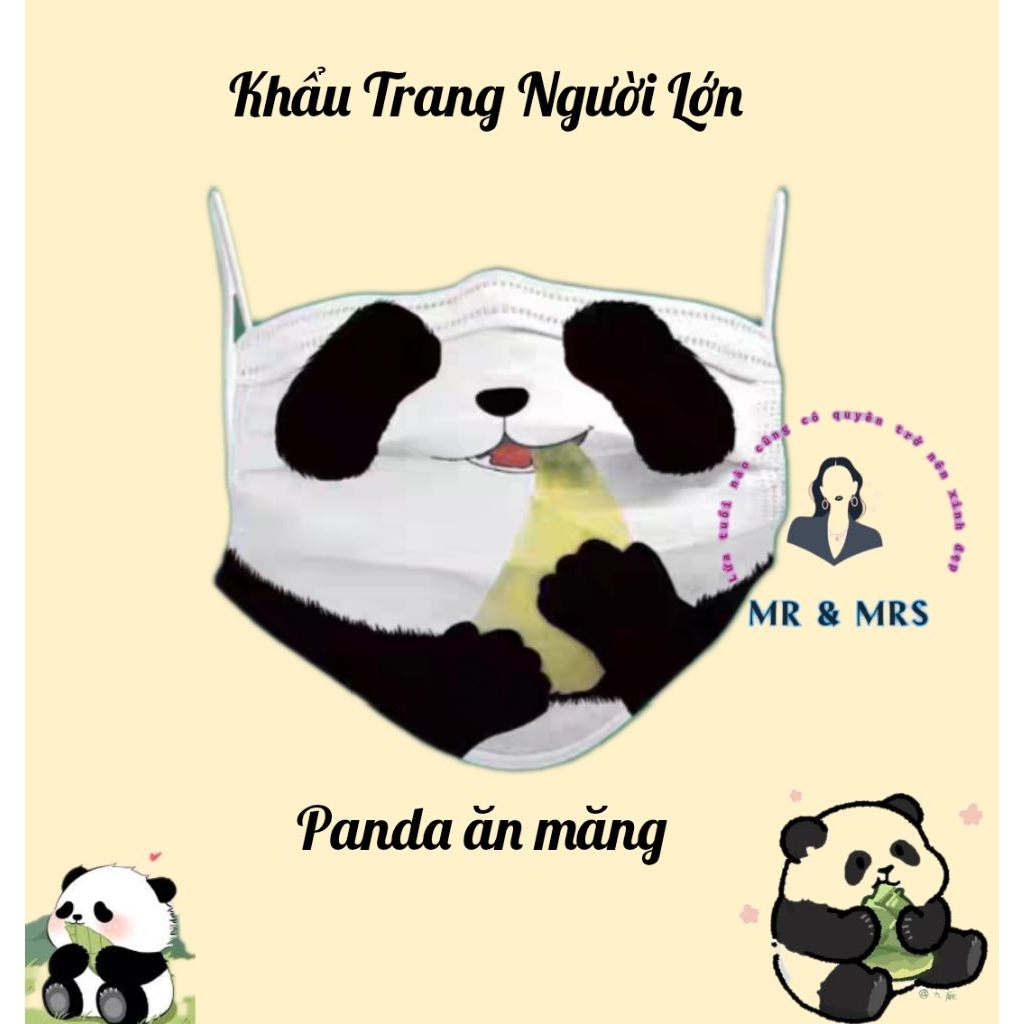 {Set 10/50c) Khẩu Trang Hoạt Hình 🐼Panda Người Lớn