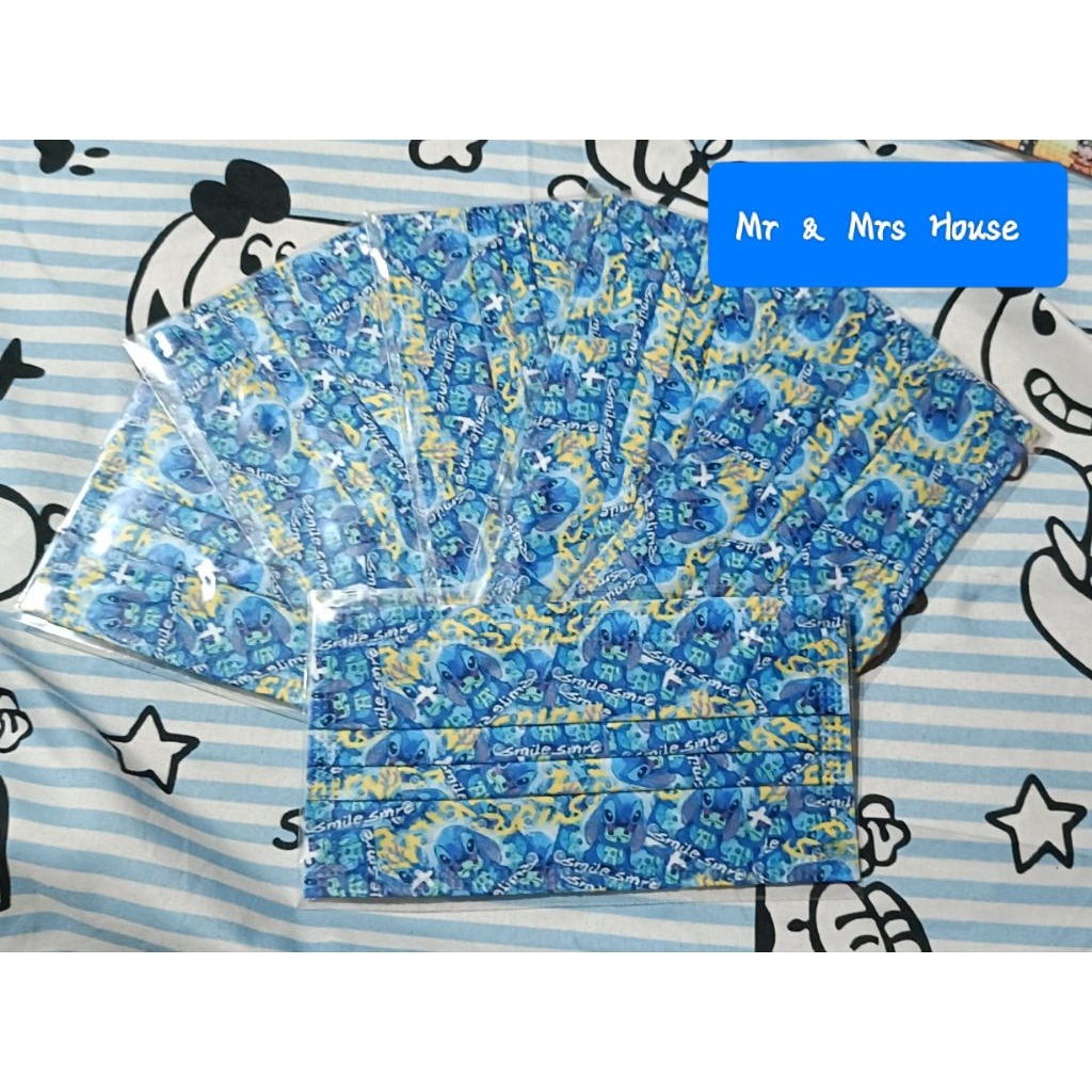 (Set 10C ) Khẩu Trang In Hoạt Hình STITCH Người Lớn-Không Hộp